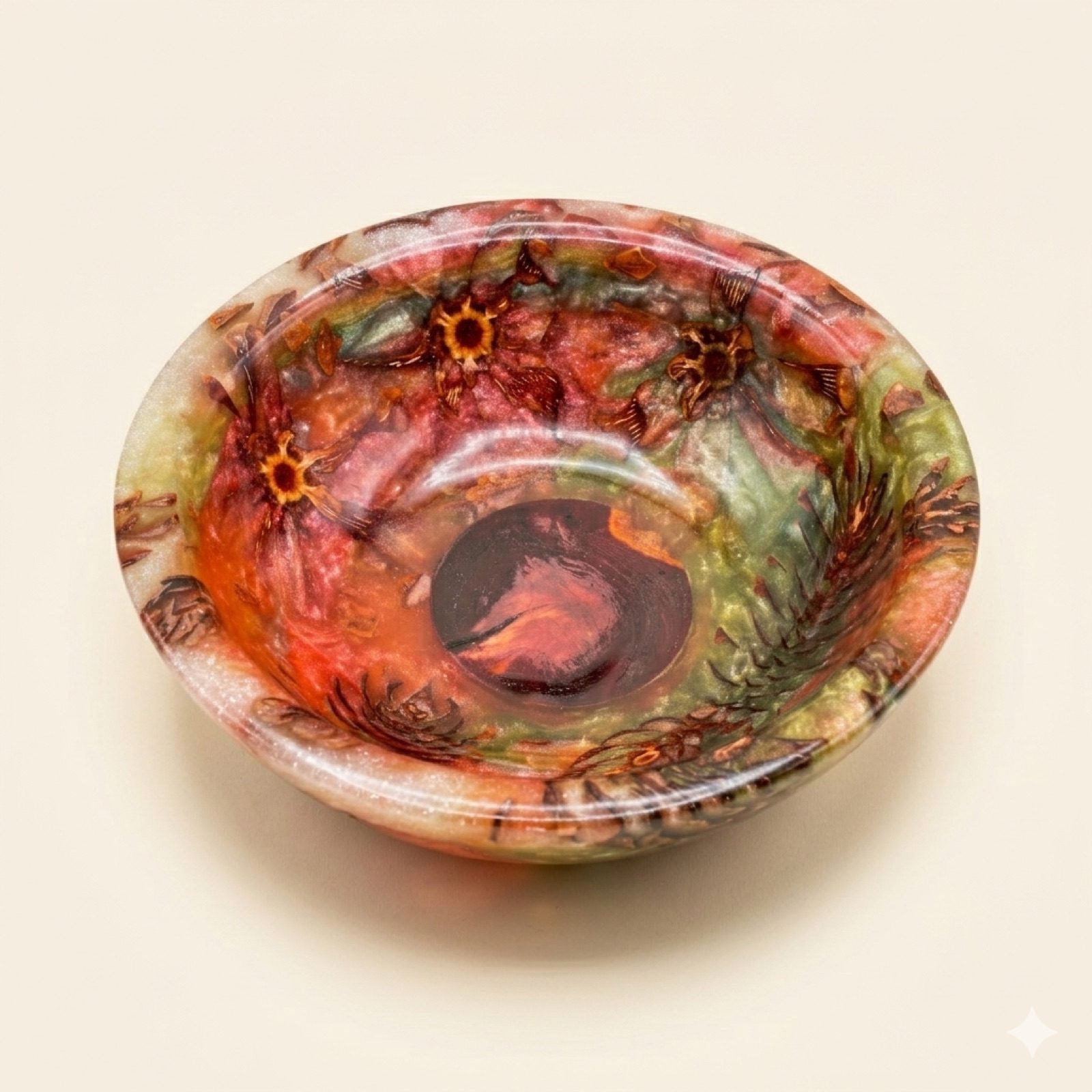 Decorative Epoxy Bowl with Pinecones — Epoxy & pinecone