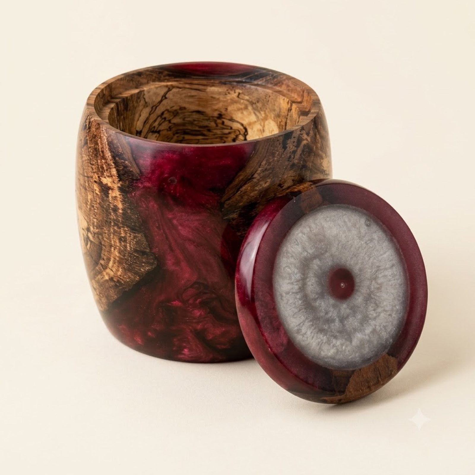 Spalted Pecan & Epoxy Jar with Lid — Spalted pecan & epoxy