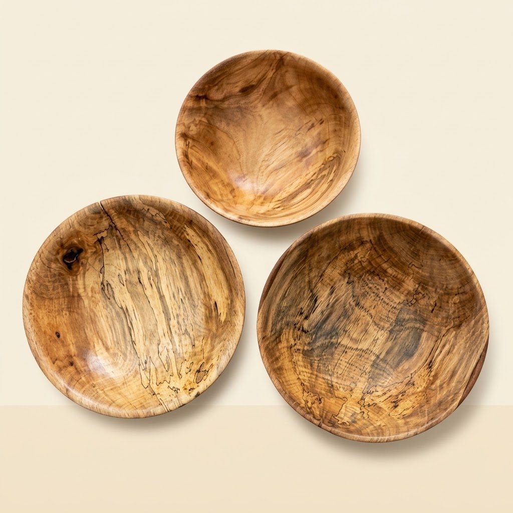 Spalted Pecan Bowl Set — Pecan (spalted)